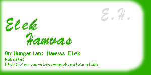 elek hamvas business card